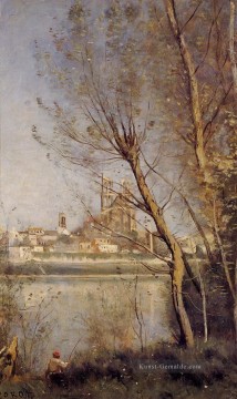  baptiste - Nantes die Kathedrale und die Stadt gesehen throuth die Bäume plein air Romantik Jean Baptiste Camille Corot